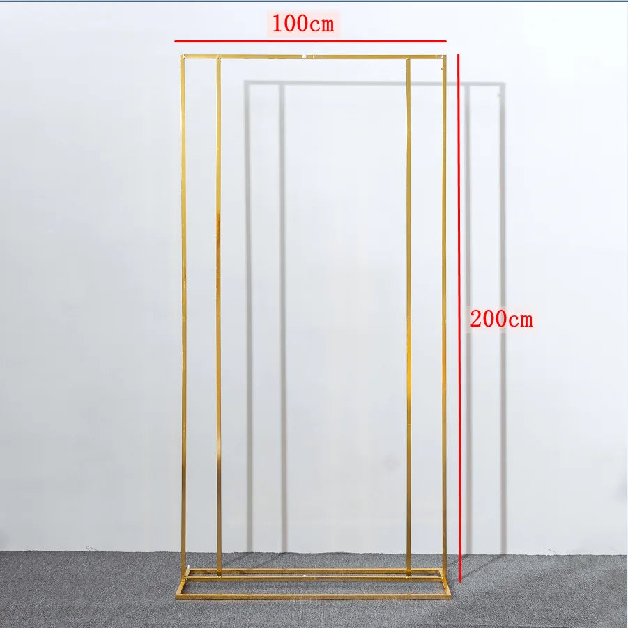 Wedding Arch Square Backdrop balloon Stand Background Shiny Metal Gold Plating Outdoor Artificial Flower Door Shelf Frame
