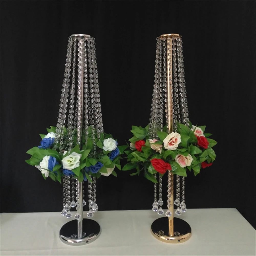 Wedding Centerpiece 80cm/ 31.5" Tall Vase Flowers Stand Acrylic Crystal Road Lead Flower Rack Props For Event Party Decoration