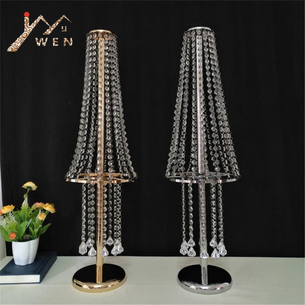 Wedding Centerpiece 80cm/ 31.5" Tall Vase Flowers Stand Acrylic Crystal Road Lead Flower Rack Props For Event Party Decoration