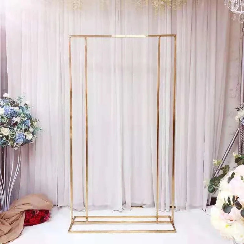 Wedding Arch Square Backdrop balloon Stand Background Shiny Metal Gold Plating Outdoor Artificial Flower Door Shelf Frame