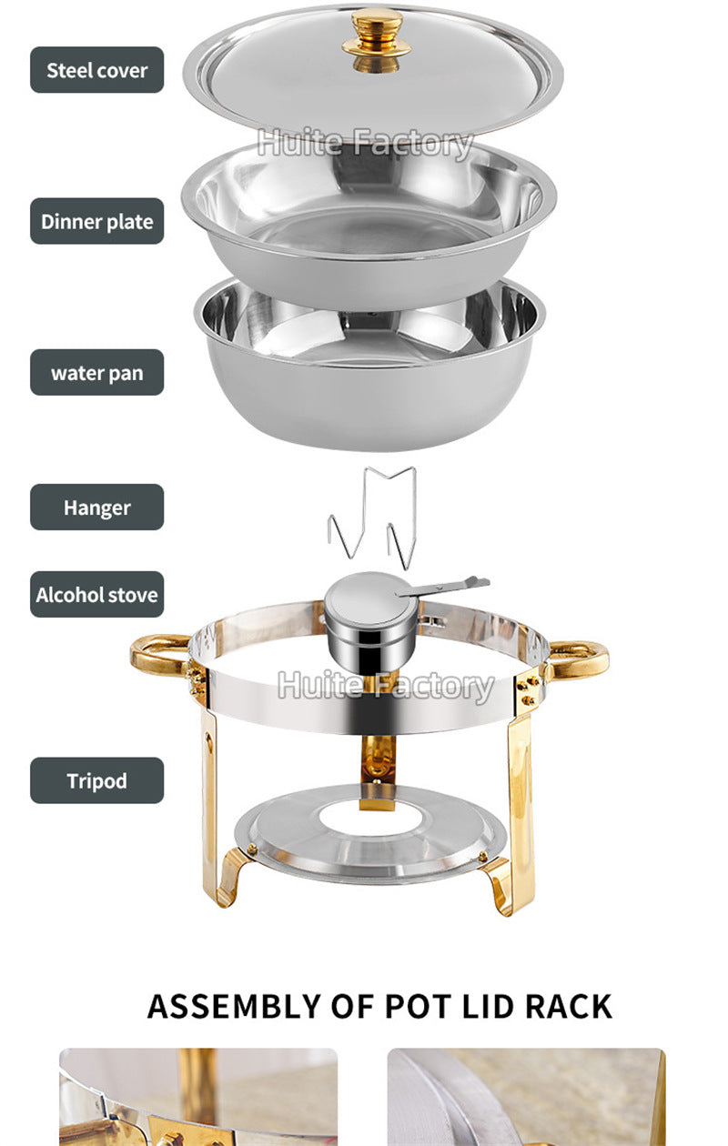4 Pack Chafing Dish Buffet Set Stainless Steel Chafer w/2 Full Size Pan Round Catering Warmer Server for Party Outdoor picnic