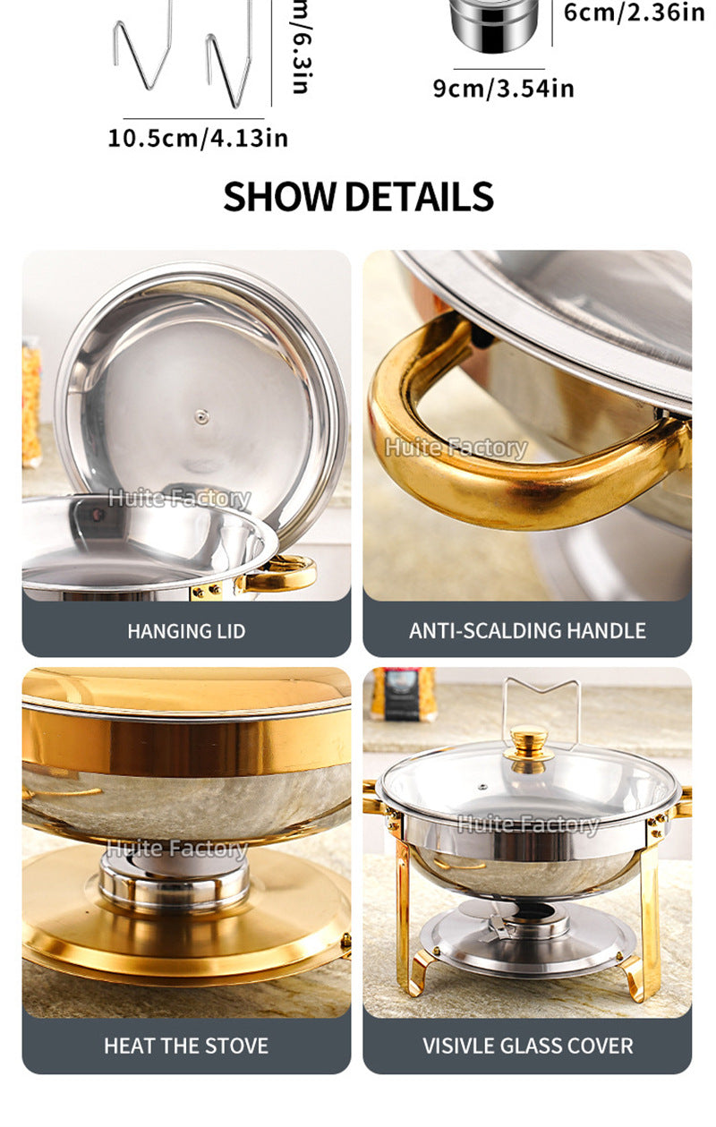 4 Pack Chafing Dish Buffet Set Stainless Steel Chafer w/2 Full Size Pan Round Catering Warmer Server for Party Outdoor picnic