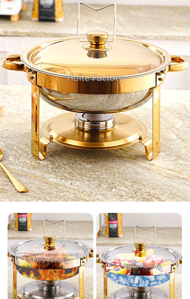 4 Pack Chafing Dish Buffet Set Stainless Steel Chafer w/2 Full Size Pan Round Catering Warmer Server for Party Outdoor picnic