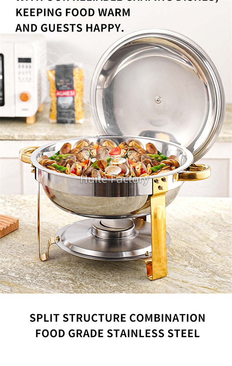 4 Pack Chafing Dish Buffet Set Stainless Steel Chafer w/2 Full Size Pan Round Catering Warmer Server for Party Outdoor picnic