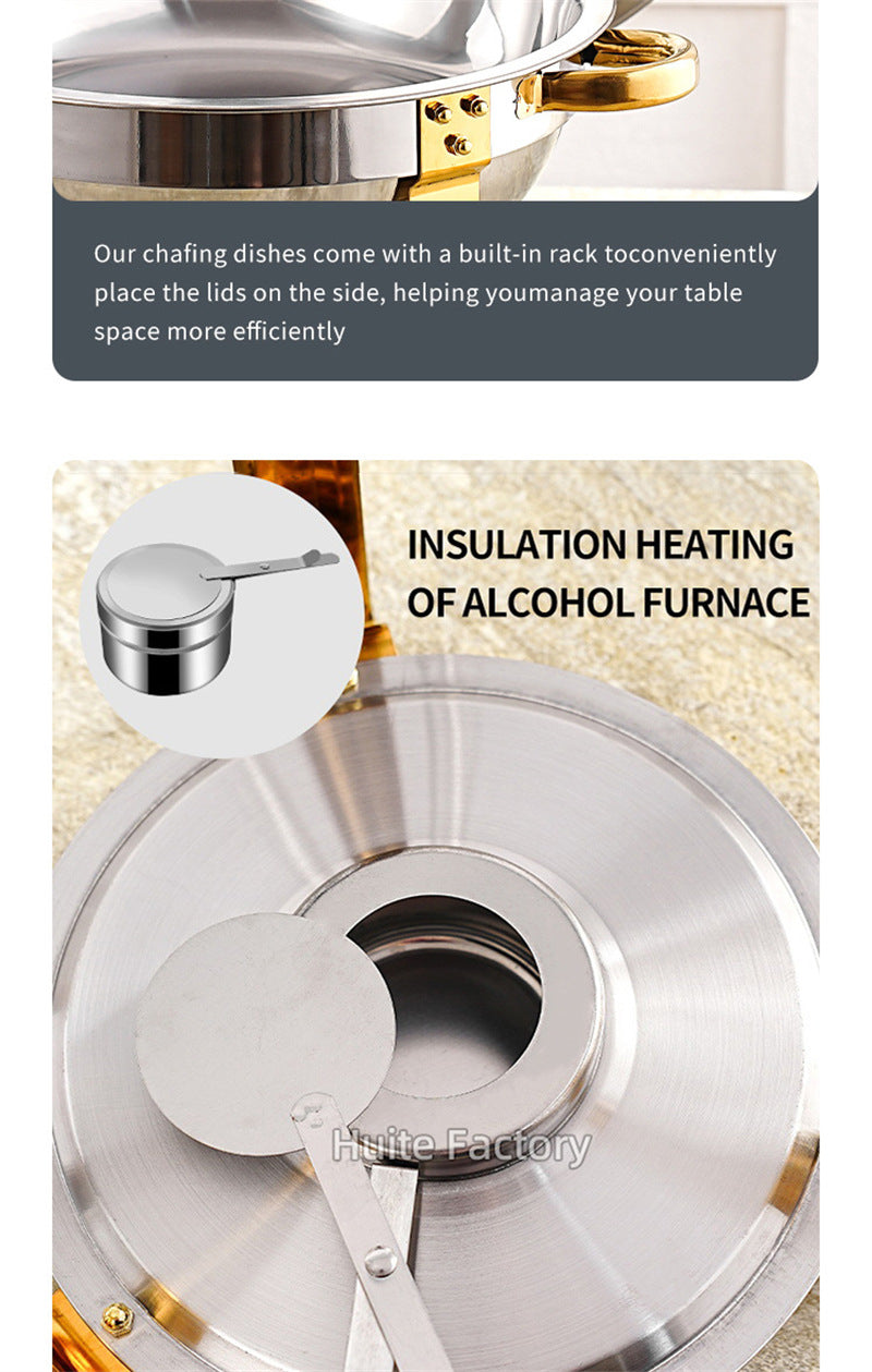 4 Pack Chafing Dish Buffet Set Stainless Steel Chafer w/2 Full Size Pan Round Catering Warmer Server for Party Outdoor picnic