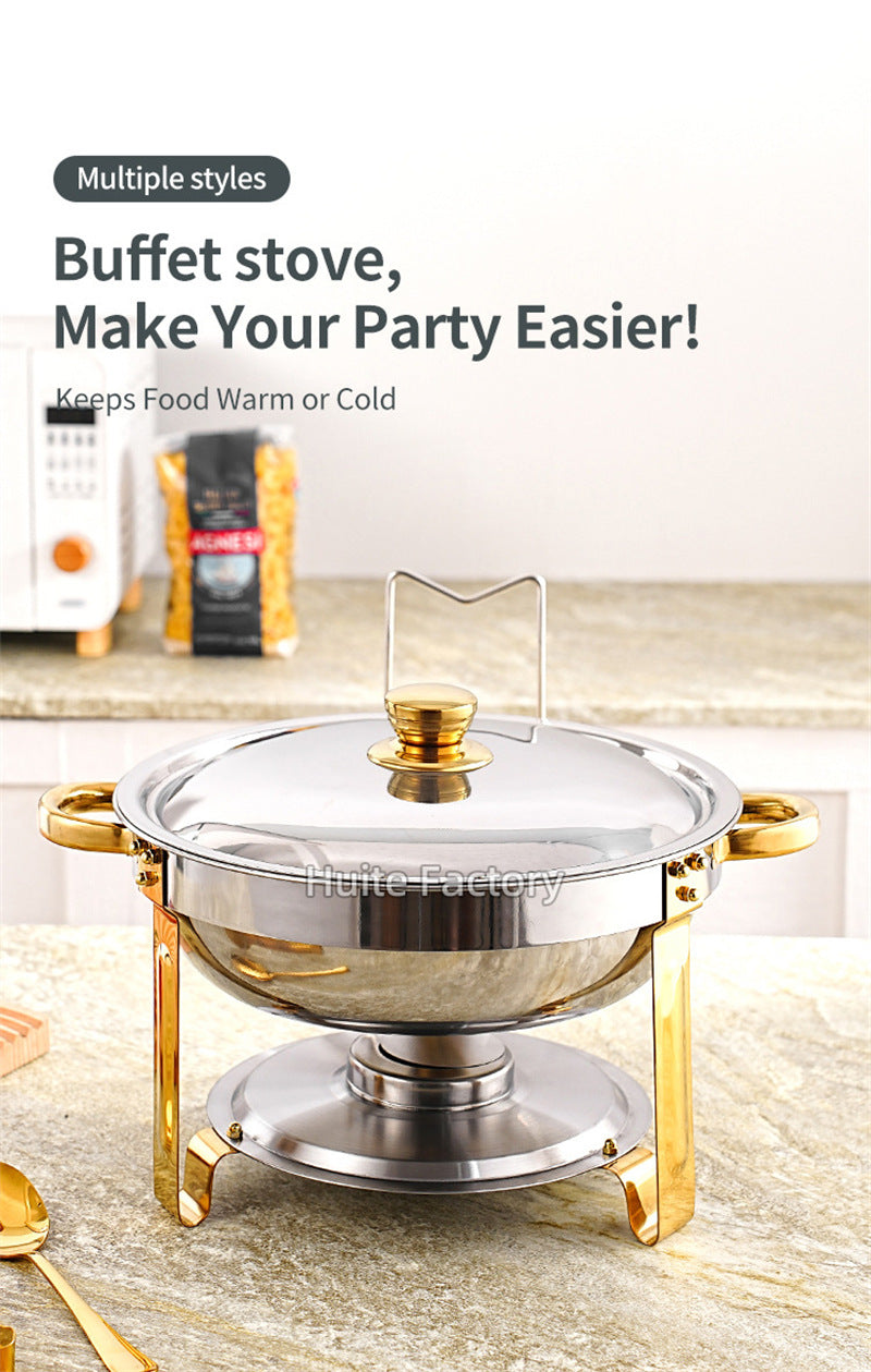 4 Pack Chafing Dish Buffet Set Stainless Steel Chafer w/2 Full Size Pan Round Catering Warmer Server for Party Outdoor picnic