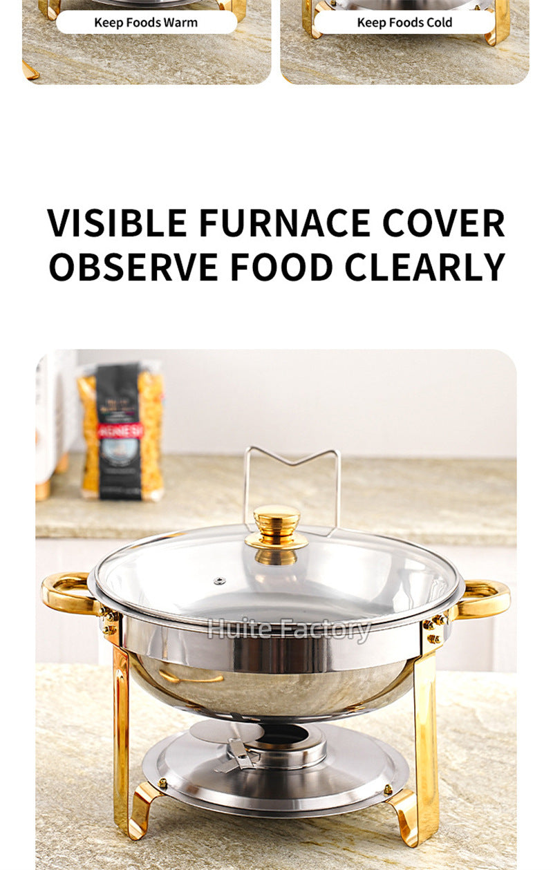 2 Pack 5QT Chafing Dish Buffet Set Stainless Steel Chafer with 2 Full Size Pans Round Catering Warmer Server Lid Water Pan