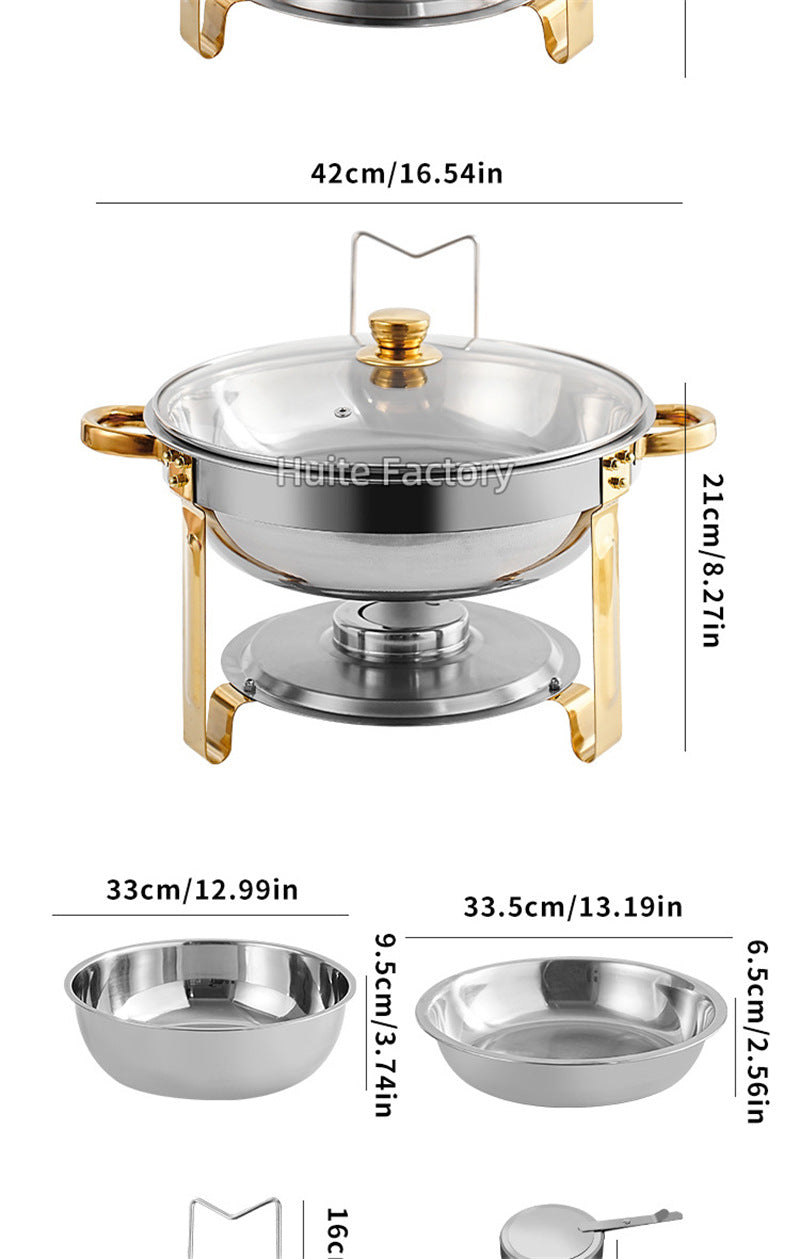 2 Pack 5QT Chafing Dish Buffet Set Stainless Steel Chafer with 2 Full Size Pans Round Catering Warmer Server Lid Water Pan