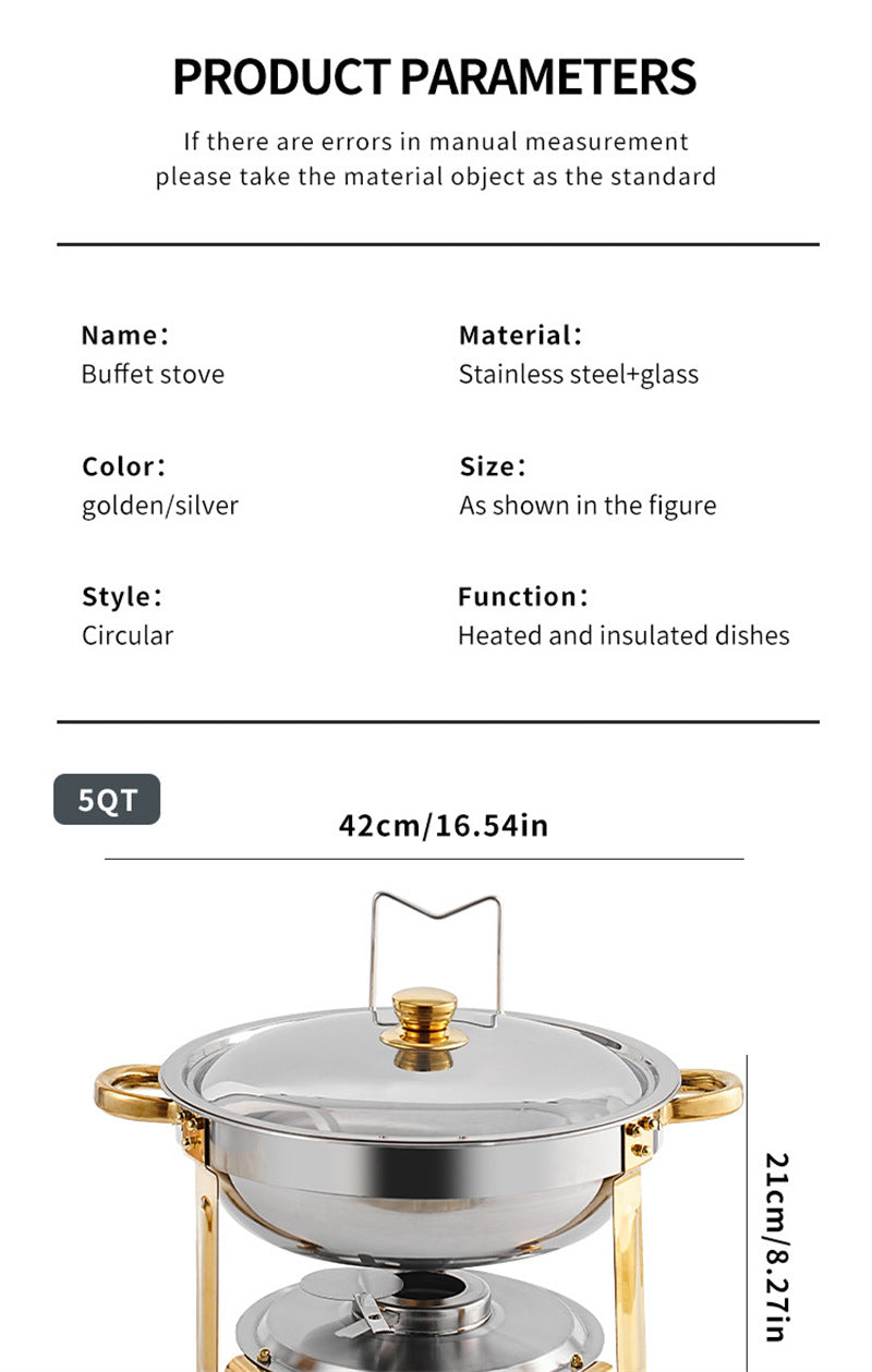 4 Pack Chafing Dish Buffet Set Stainless Steel Chafer w/2 Full Size Pan Round Catering Warmer Server for Party Outdoor picnic