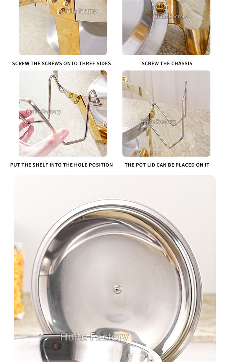 2 Pack 5QT Chafing Dish Buffet Set Stainless Steel Chafer with 2 Full Size Pans Round Catering Warmer Server Lid Water Pan