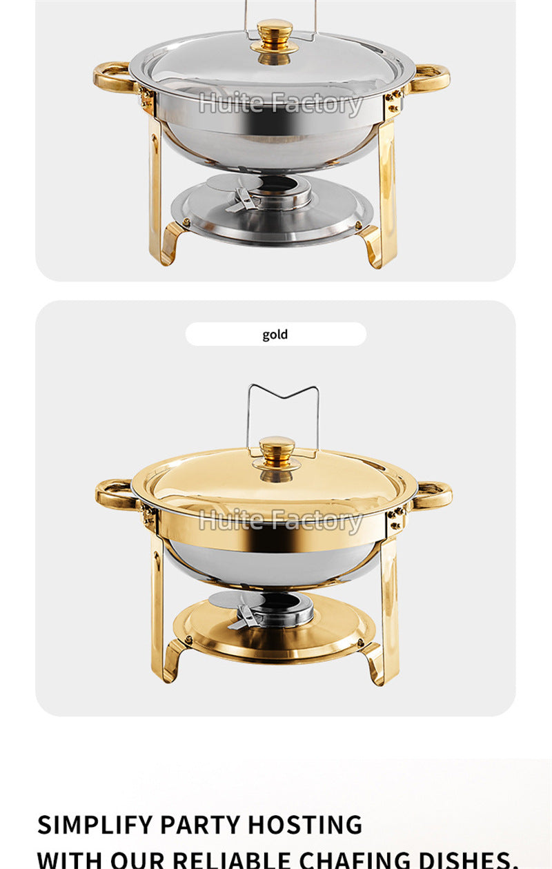 4 Pack Chafing Dish Buffet Set Stainless Steel Chafer w/2 Full Size Pan Round Catering Warmer Server for Party Outdoor picnic