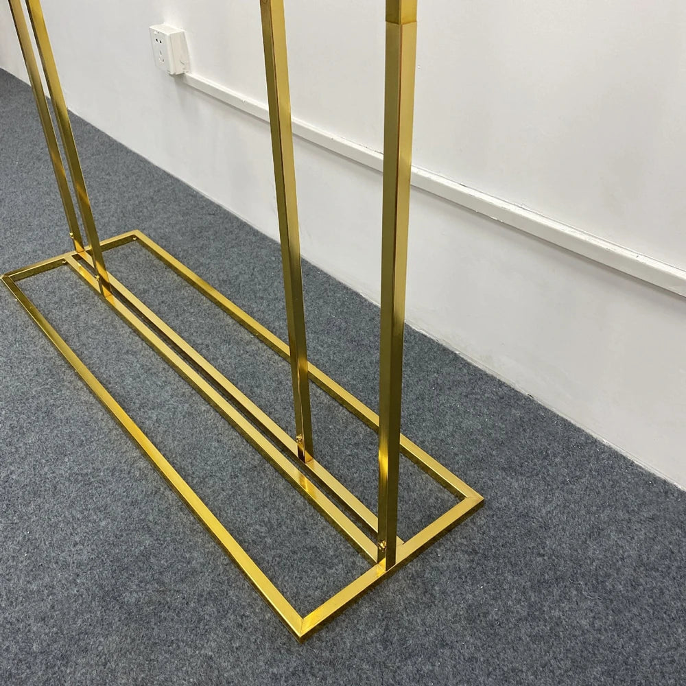 Wedding Arch Backdrop Balloon Flowers Stand Background Shiny Gold Plating Outdoor Flower Door Shelf Frame Party Decor