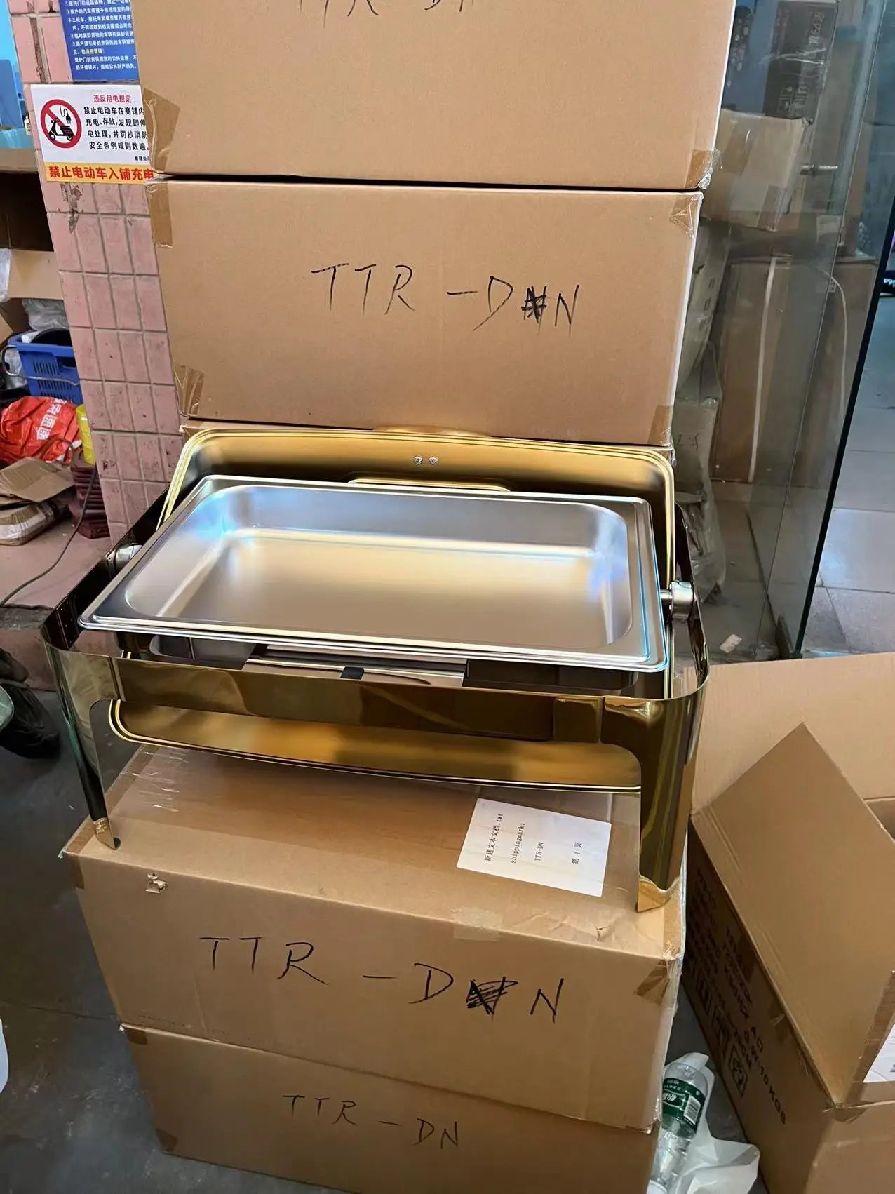 Restaurant Supplies Chafing Dish Food Warmer 9.0L Silver and Gold Stainless Steel Catering Buffet Rectangular Chafing Dish