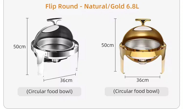 Roll Top Design Restaurant Hotel Chafing Dish Buffet Gold Display Equipment Food Warmer Catering Chafing Dish Set