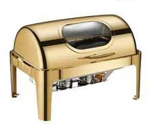 Restaurant Supplies Chafing Dish Food Warmer 9.0L Silver and Gold Stainless Steel Catering Buffet Rectangular Chafing Dish