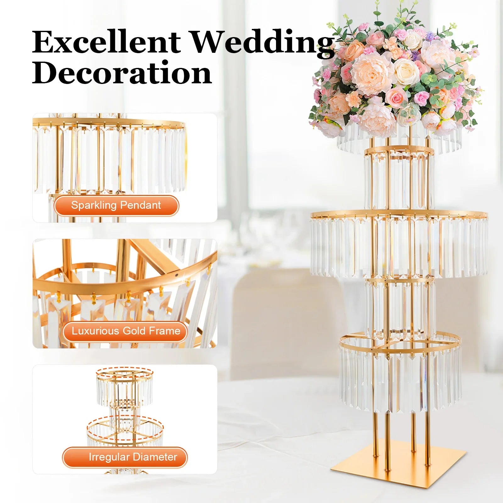 1/2/4/10 PCS Flower Stand For Wedding Centerpieces   5-Layer Crystal  Rack