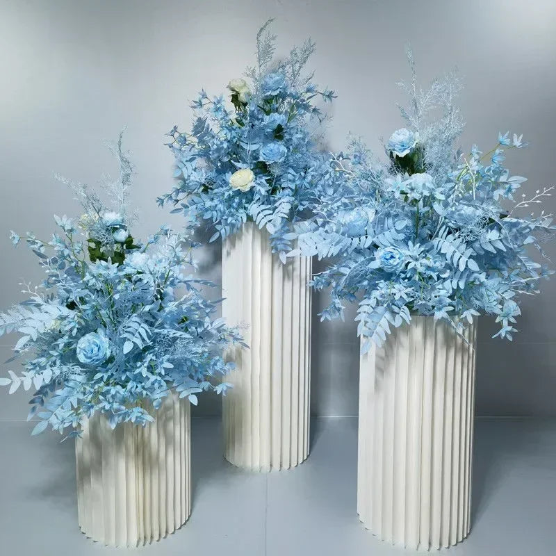 Elegant White Theme Wedding Decoration Centerpieces Paper Roman Column Folding Curve Design Cake Dessert Table Rack