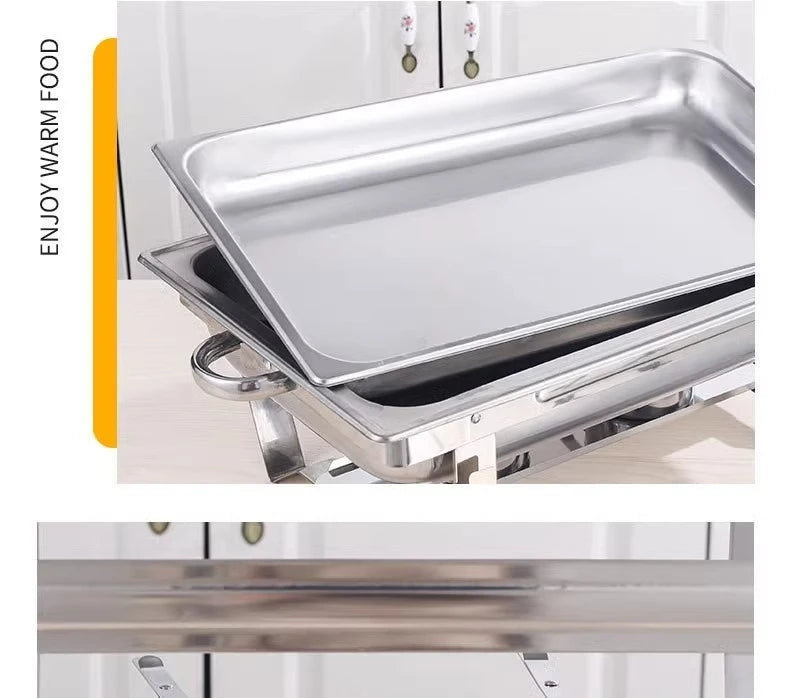 Portable Buffet Chafing Dish, Food Grade SS 1/2/3 Compartment, Alcohol Burner for Outdoor Party,Commercial for Hotel Restaurant