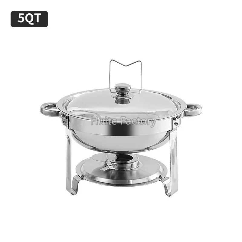 4 Pack Chafing Dish Buffet Set Stainless Steel Chafer w/2 Full Size Pan Round Catering Warmer Server for Party Outdoor picnic