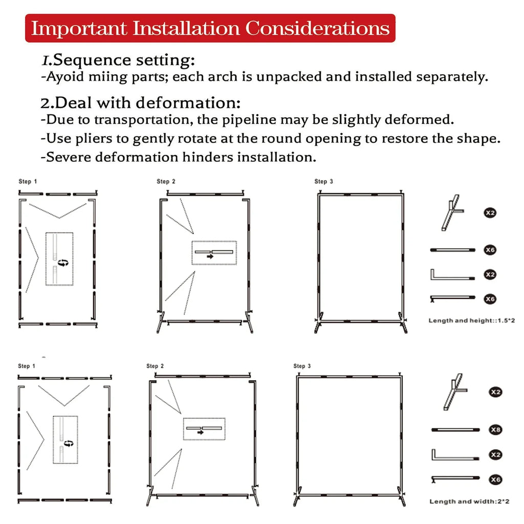 Gold Wedding Arches Square Backdrop Stand Metal Balloon Arch Stand for Ceremony Birthday Party Bridal Shower Decoration