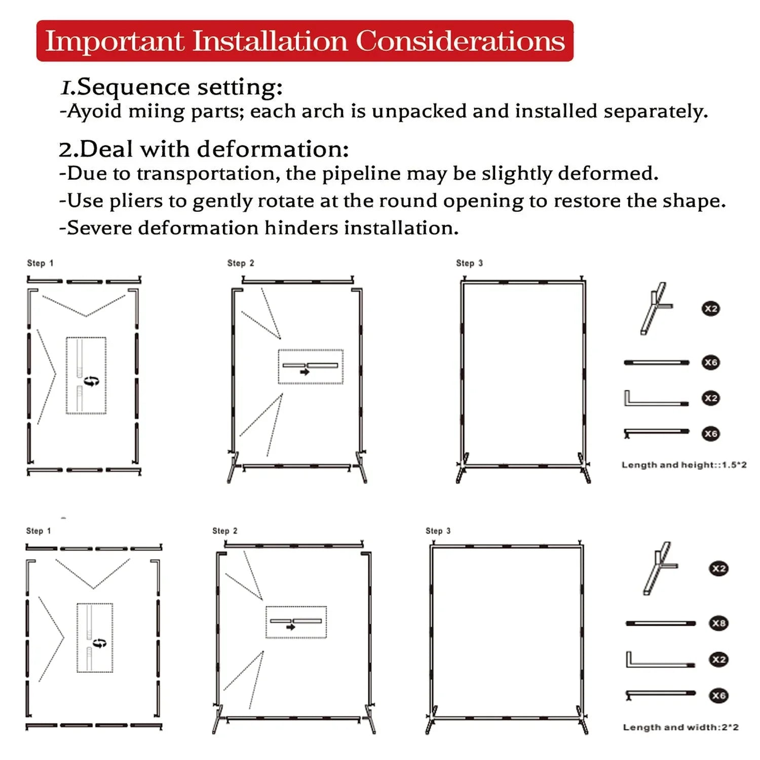 Gold Wedding Arches Square Backdrop Stand Metal Balloon Arch Stand for Ceremony Birthday Party Bridal Shower Decoration