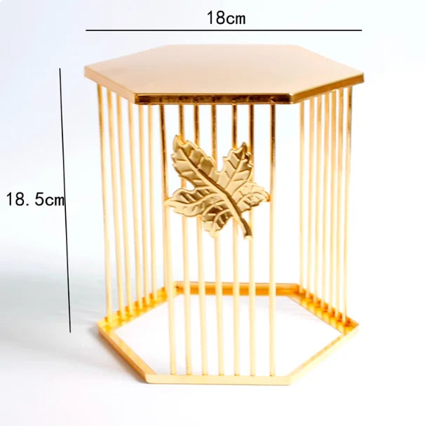 Golden Cylinder Metal Buffet Fruit Cold Dish Stand Dessert Display Shelf Dim Sum Frame Cake Rack Wedding Birthday Party Decor