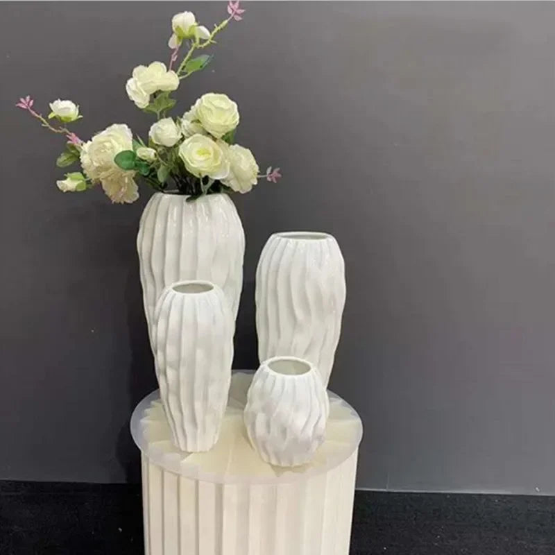 Elegant White Theme Wedding Decoration Centerpieces Paper Roman Column Folding Curve Design Cake Dessert Table Rack