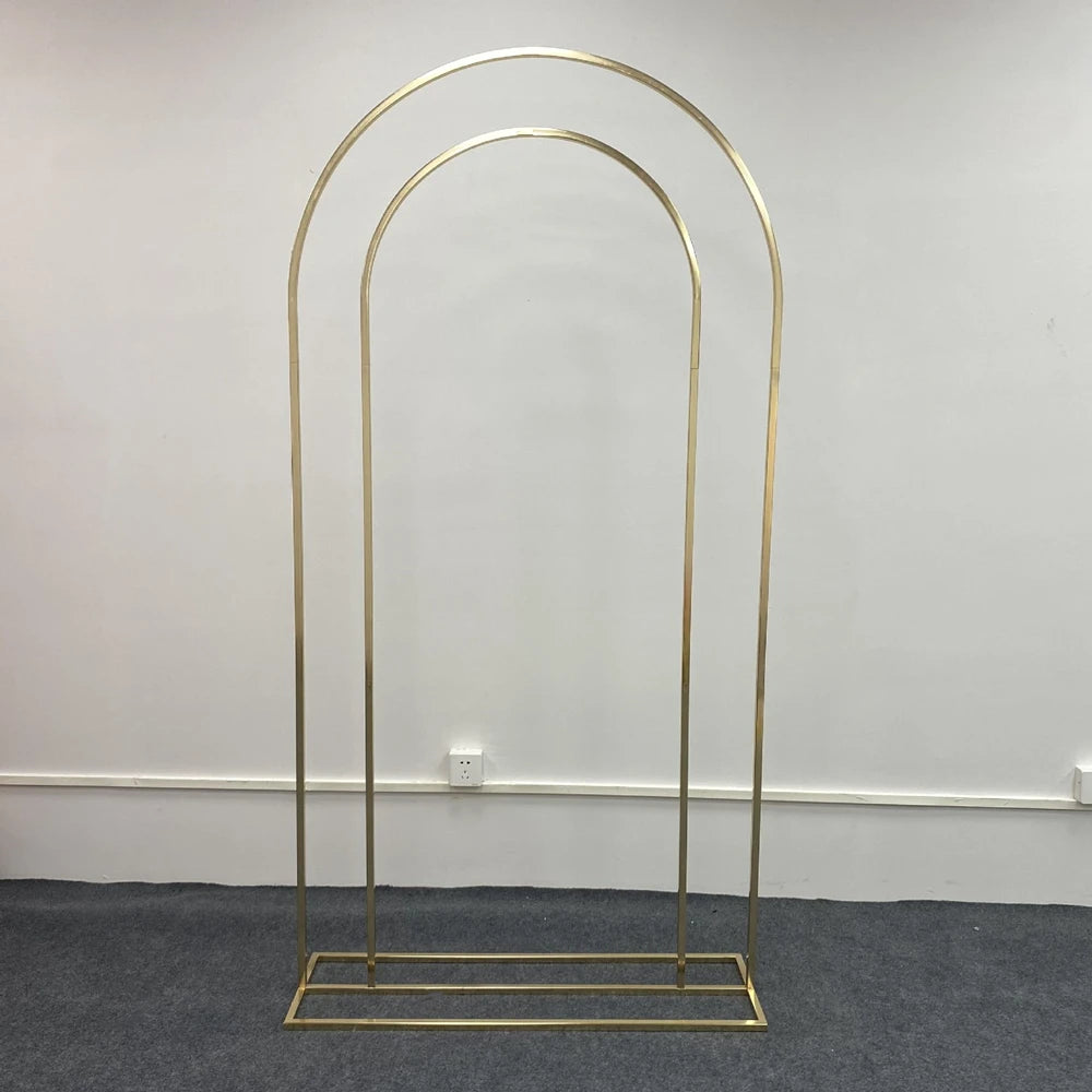 Wedding Arch Backdrop Balloon Flowers Stand Background Shiny Gold Plating Outdoor Flower Door Shelf Frame Party Decor