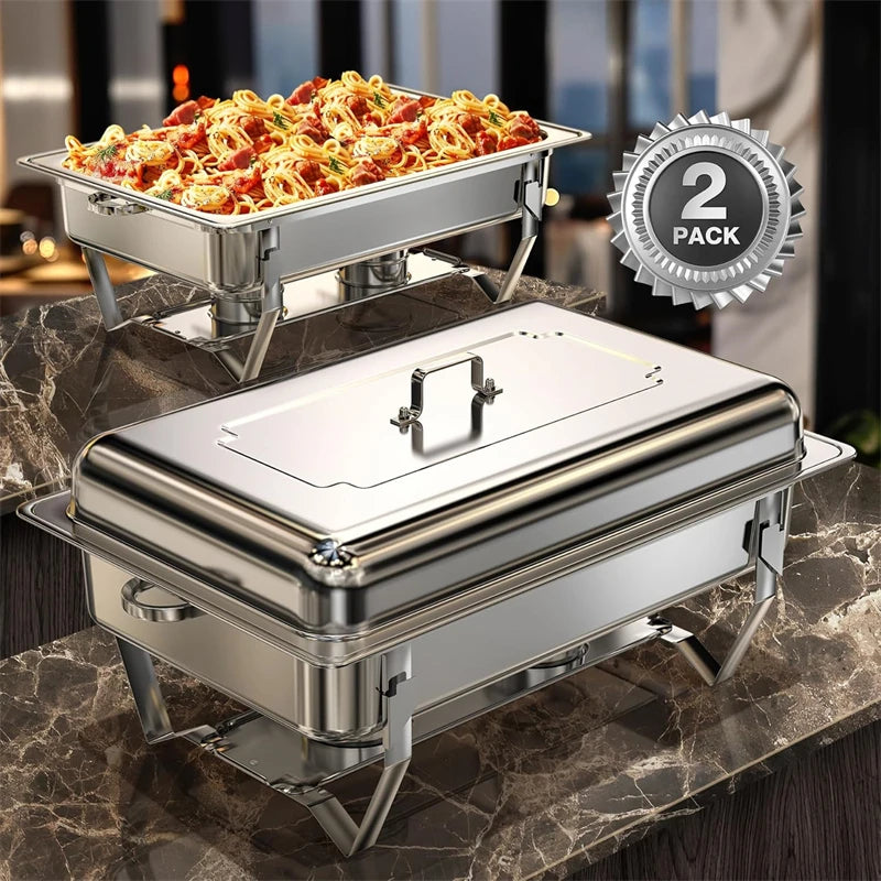 2/4/6 Pack 8QTChafing Dish Buffet Set Stainless Steel Food Warmer Kit with Lids Holders for Restaurant Catering Parties Weddings