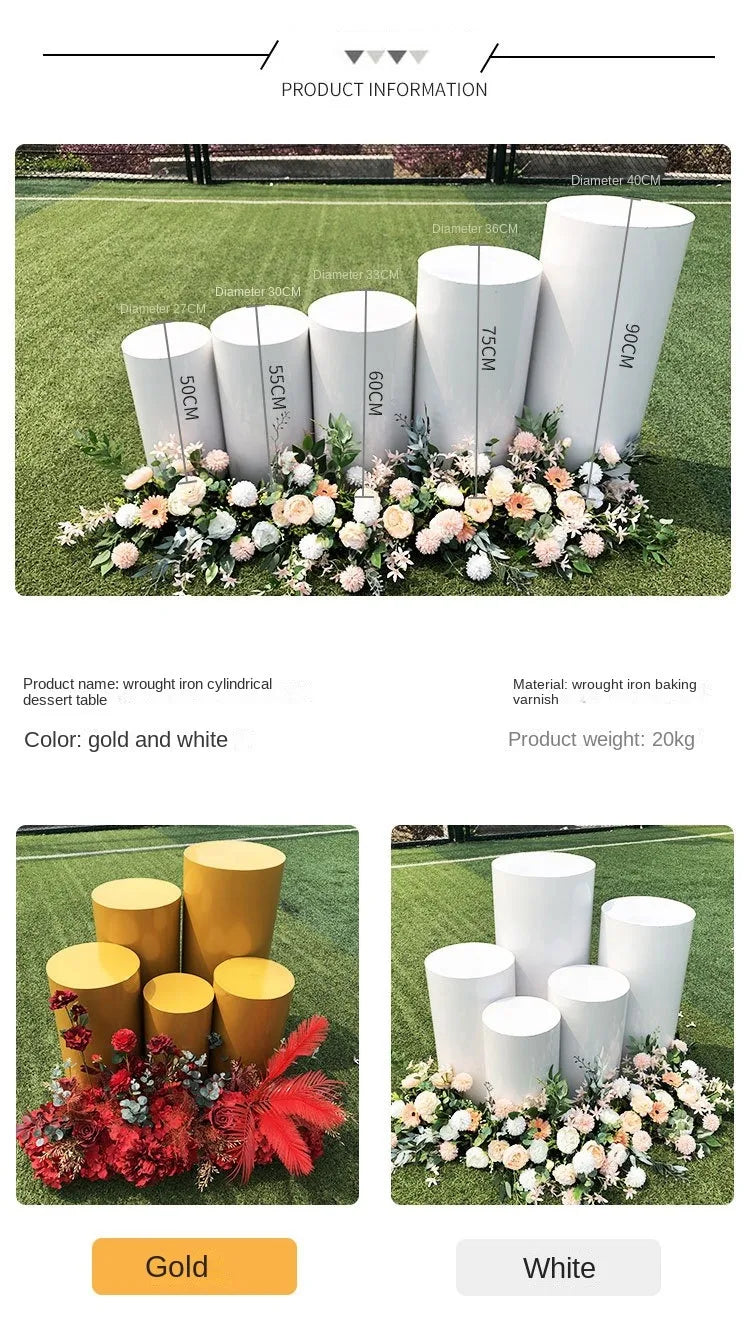 Cylinder Pedestal Plinth  Cake Stand White Flower Column Dessert Table For Birthday Party Wedding Decoration