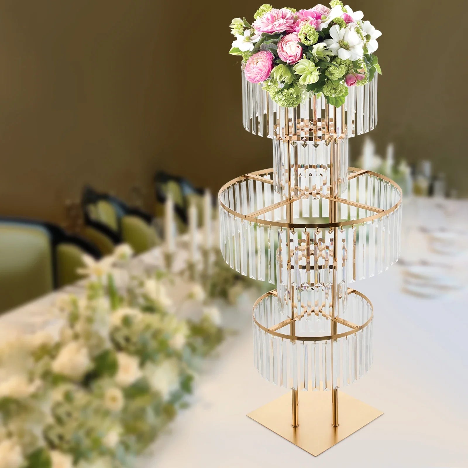 1/2/4/10 PCS Flower Stand For Wedding Centerpieces   5-Layer Crystal  Rack