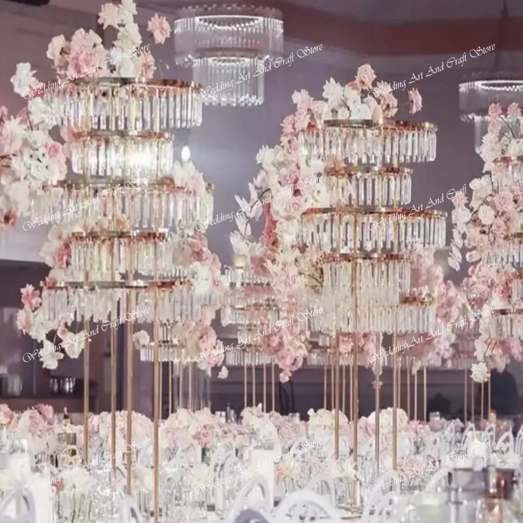 8pcs Acrylic Crystal LED Centerpieces for Wedding, Flower Stand, Light-up Table, Light-up Table, Wedding Event, 1691