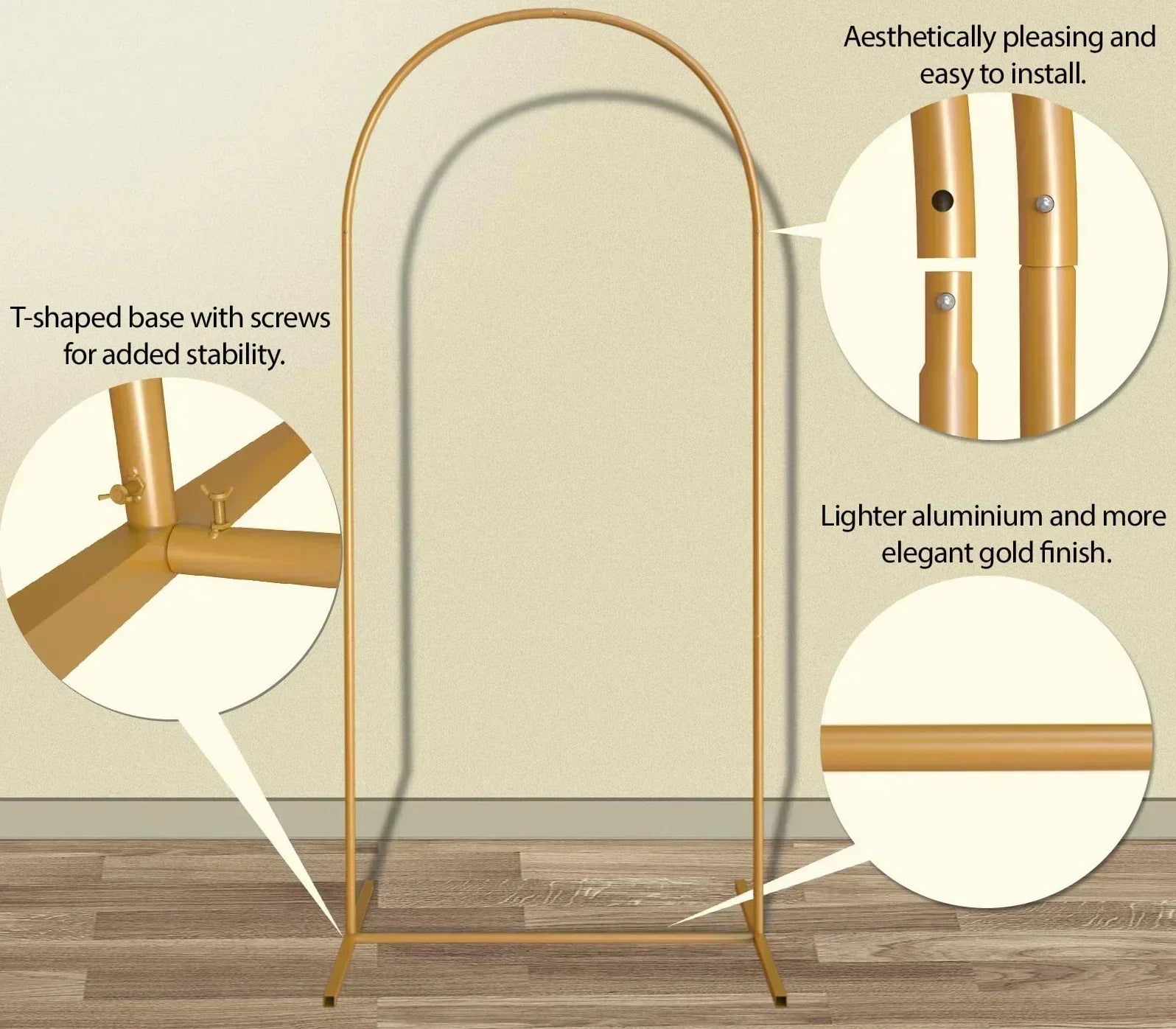 Golden Arch Frame Wedding Party Decoration Backdrop Stands Arched Round Tube Bracket Balloon Kit Display Background