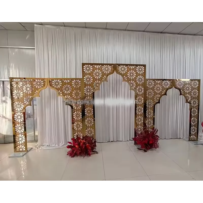 Metal Wedding Arch Frame Rectangle gold Wedding Props Stage Background Wreath Backdrop Round square Arch wedding decoration
