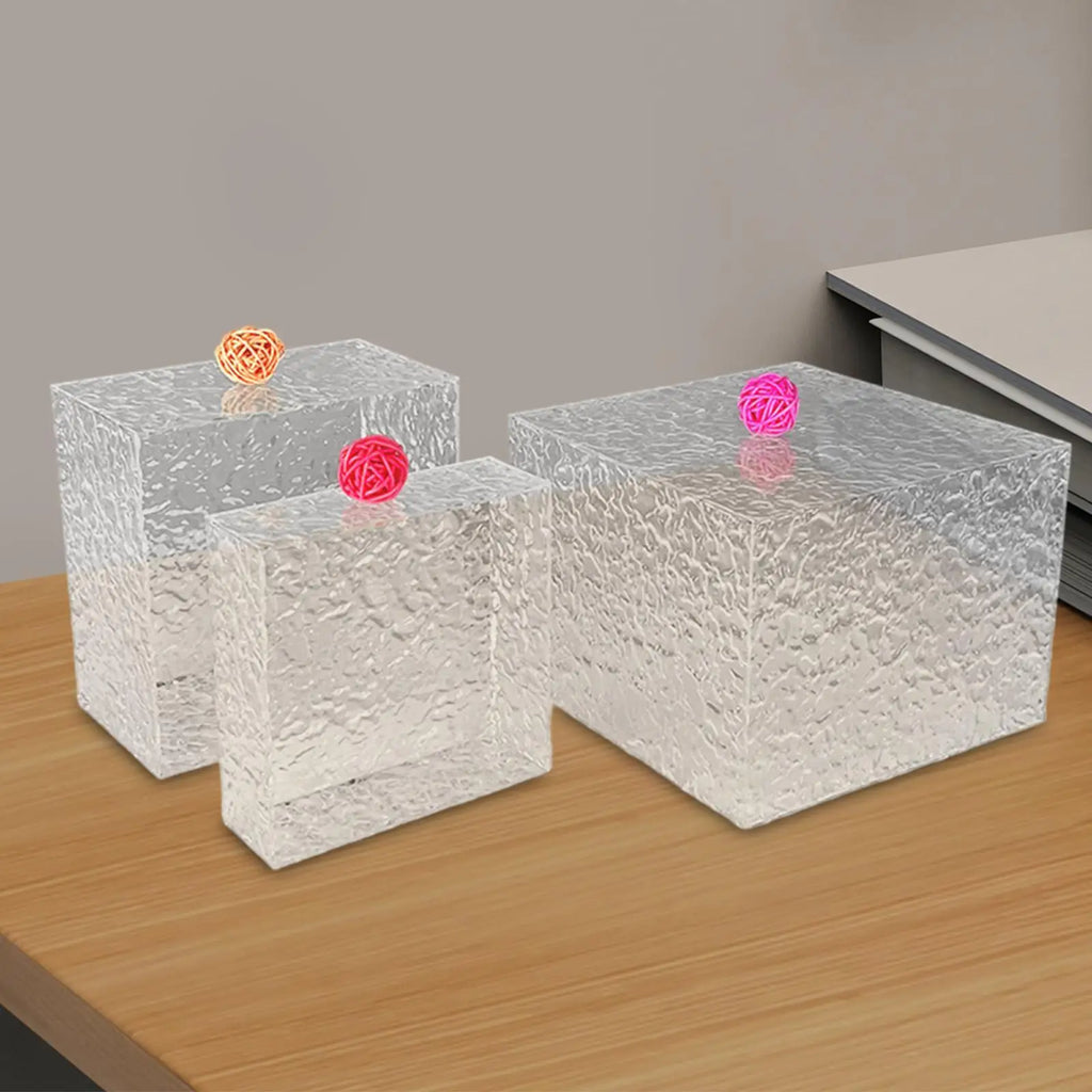 3x Acrylic Buffet Risers Food Display Stands Multipurpose Cube Display Nesting