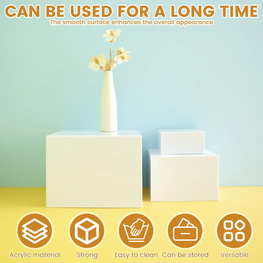 6pcs Acrylic Buffet Riser Food Display Stands Stackable Table Dessert Cake Party Buffet Display Decorating Box 6 Different Sizes