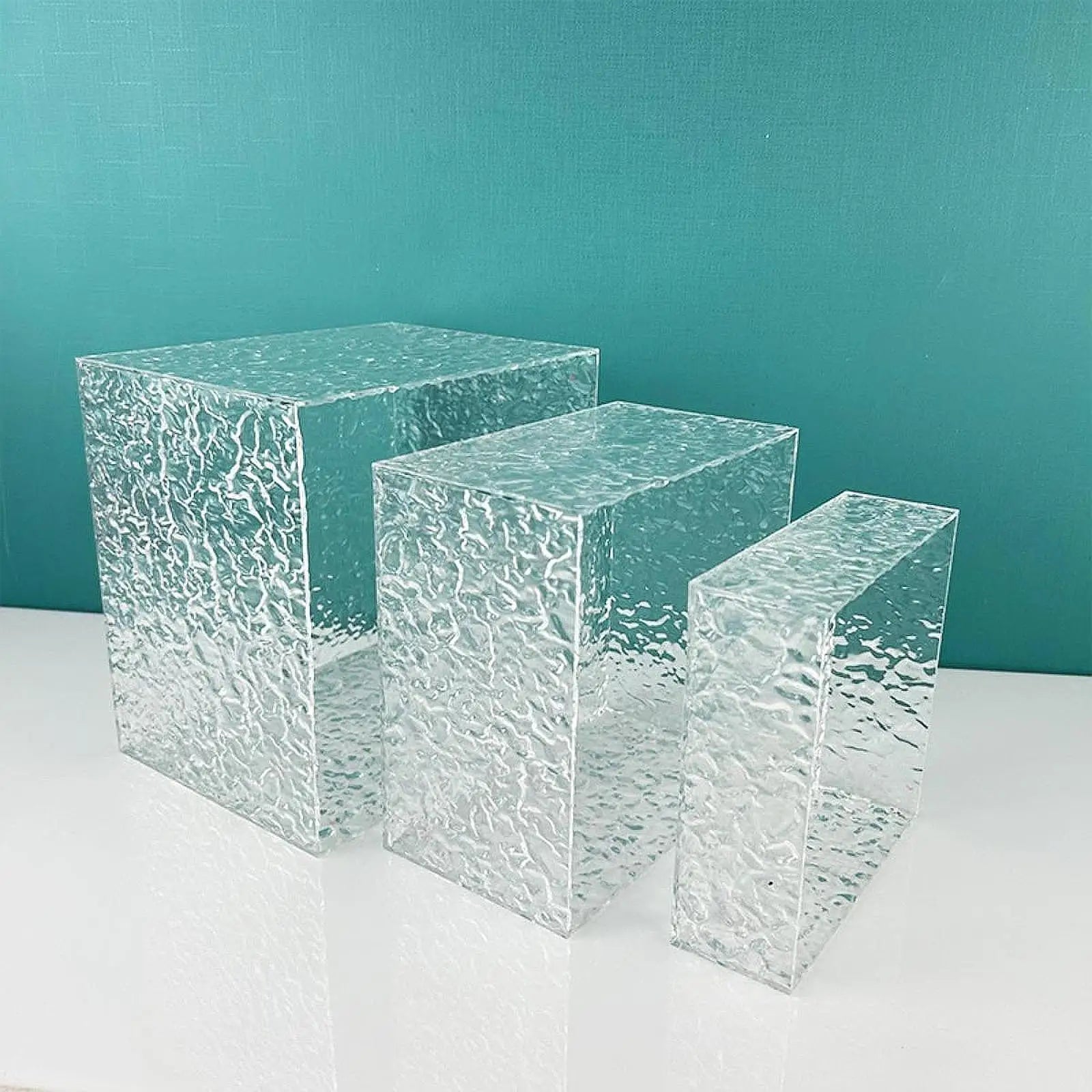 3x Acrylic Buffet Risers Food Display Stands Multipurpose Cube Display Nesting