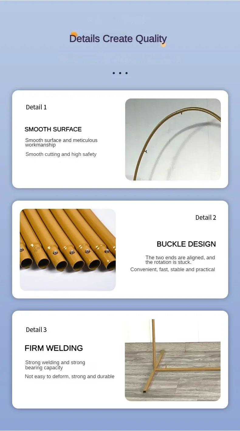 Golden Arch Frame Wedding Party Decoration Backdrop Stands Arched Round Tube Bracket Balloon Kit Display Background