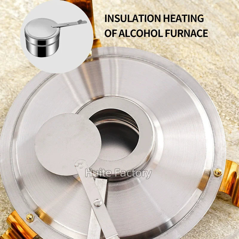 4 Pack Chafing Dish Buffet Set Stainless Steel Chafer w/2 Full Size Pan Round Catering Warmer Server for Party Outdoor picnic