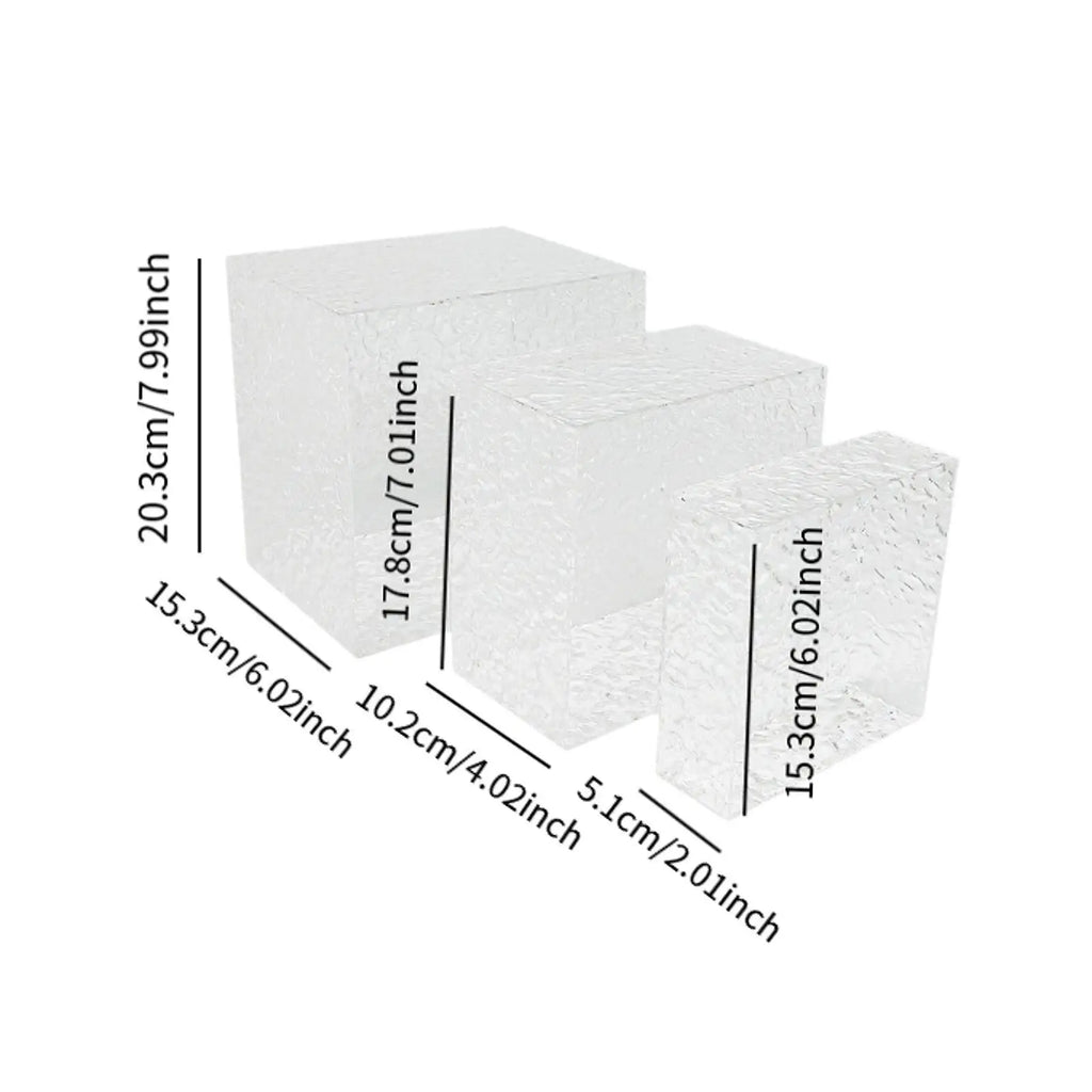3x Acrylic Buffet Risers Food Display Stands Multipurpose Cube Display Nesting