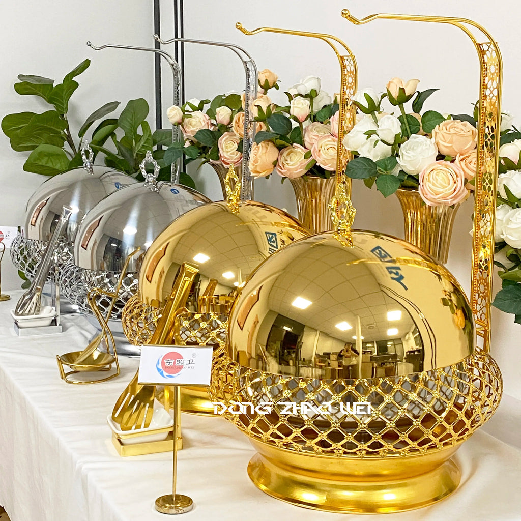Wedding Party Luxury Serving Chaffing Dishes Buffet Food Warmer Cheffing Catering Stainless Steel Hanging Chafing Dish Factory