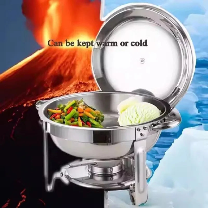 2 Pack 5QT Chafing Dish Buffet Set Stainless Steel Chafer with 2 Full Size Pans Round Catering Warmer Server Lid Water Pan