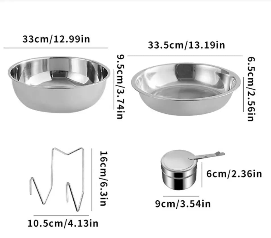 4 Pack Chafing Dish Buffet Set Stainless Steel Chafer w/2 Full Size Pan Round Catering Warmer Server for Party Outdoor picnic