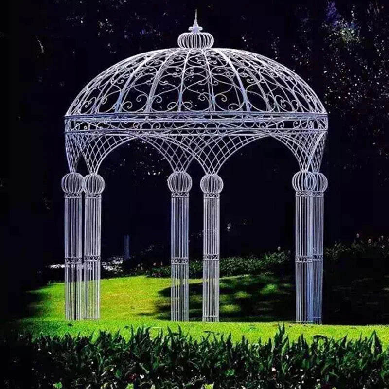 Wedding Arch European-style Wrought Iron ,Six-column Wedding Decoration ,Outdoor Landscape Flower Pavilion