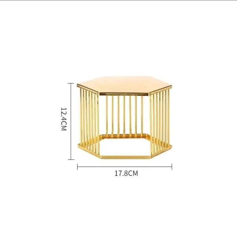 Golden Cylinder Metal Buffet Fruit Cold Dish Stand Dessert Display Shelf Dim Sum Frame Cake Rack Wedding Birthday Party Decor