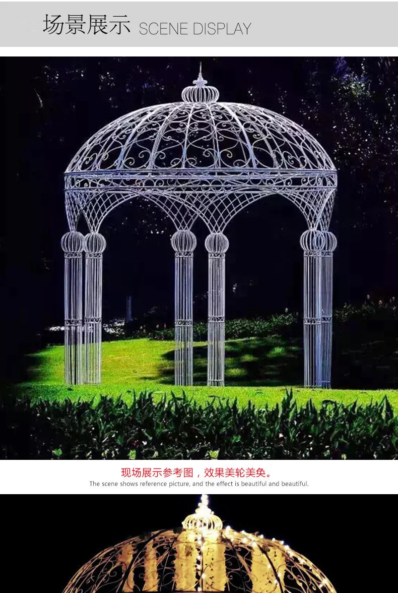 Wedding Arch European-style Wrought Iron ,Six-column Wedding Decoration ,Outdoor Landscape Flower Pavilion