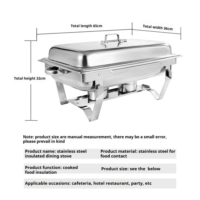 Portable Buffet Chafing Dish, Food Grade SS 1/2/3 Compartment, Alcohol Burner for Outdoor Party,Commercial for Hotel Restaurant