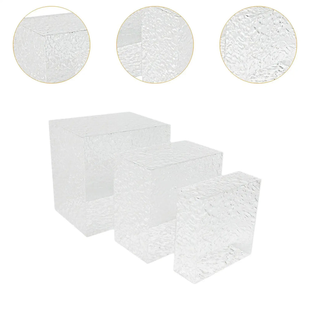 3x Acrylic Buffet Risers Food Display Stands Multipurpose Cube Display Nesting
