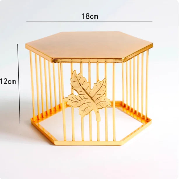 Golden Cylinder Metal Buffet Fruit Cold Dish Stand Dessert Display Shelf Dim Sum Frame Cake Rack Wedding Birthday Party Decor