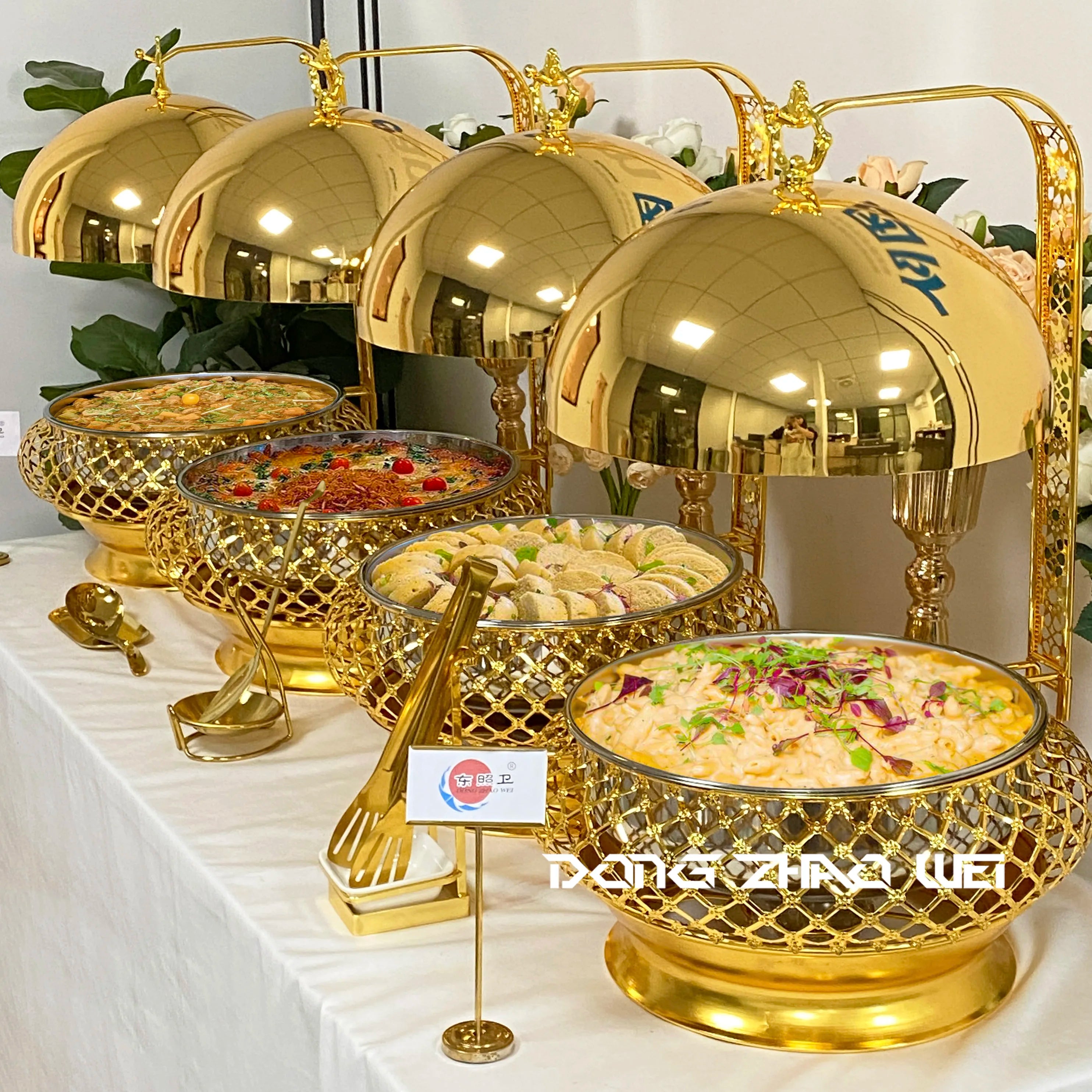 Wedding Party Luxury Serving Chaffing Dishes Buffet Food Warmer Cheffing Catering Stainless Steel Hanging Chafing Dish Factory